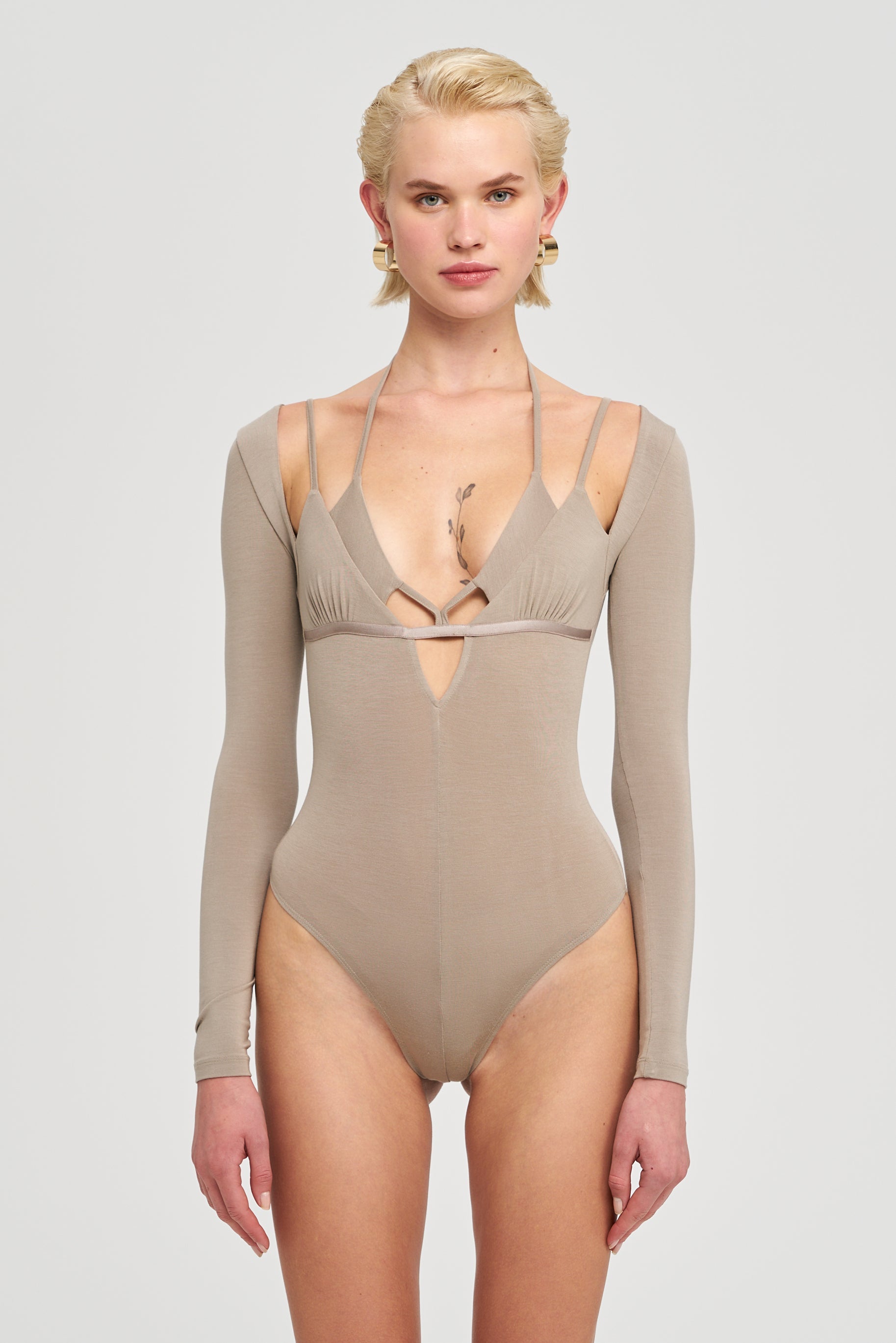 Women's Azure Bodysuit - Silver Mink | Iamnotbasic – IAMNOTBASIC